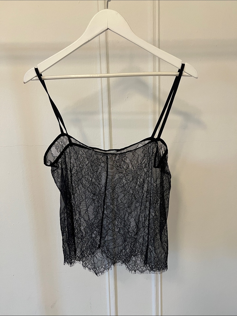 Mango Sheer Black Lace Cami Top